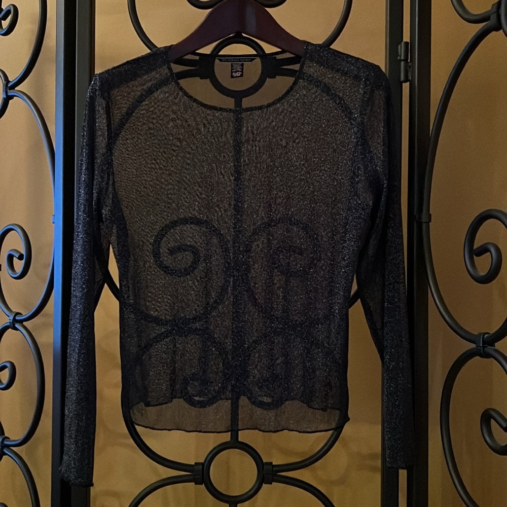 VICTORIA’S SECRET Sheer Metallic Sparkle Long Sleeve